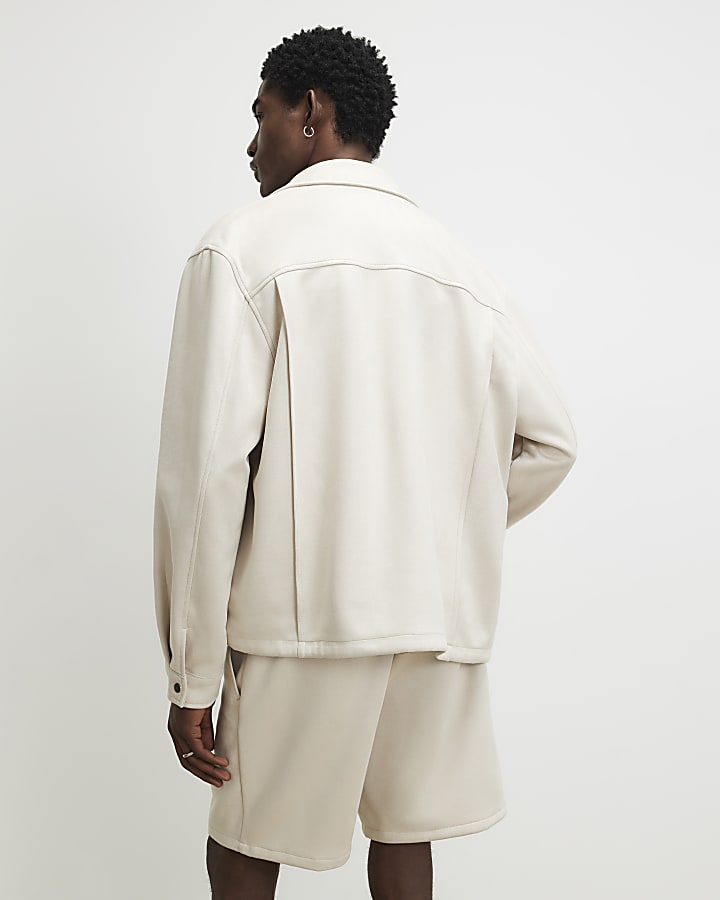 Cream Faux Suede Overshirt
