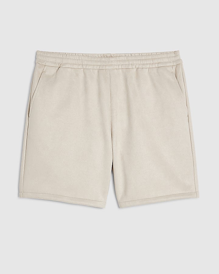 Beige Faux Suede Shorts