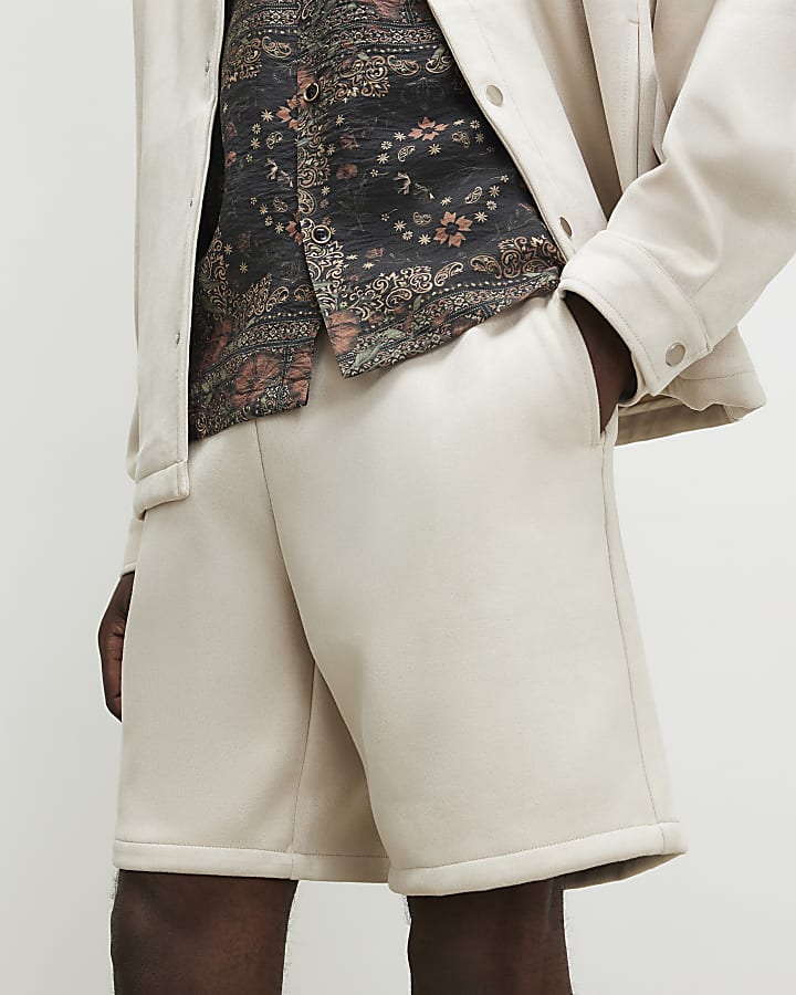Beige Faux Suede Shorts
