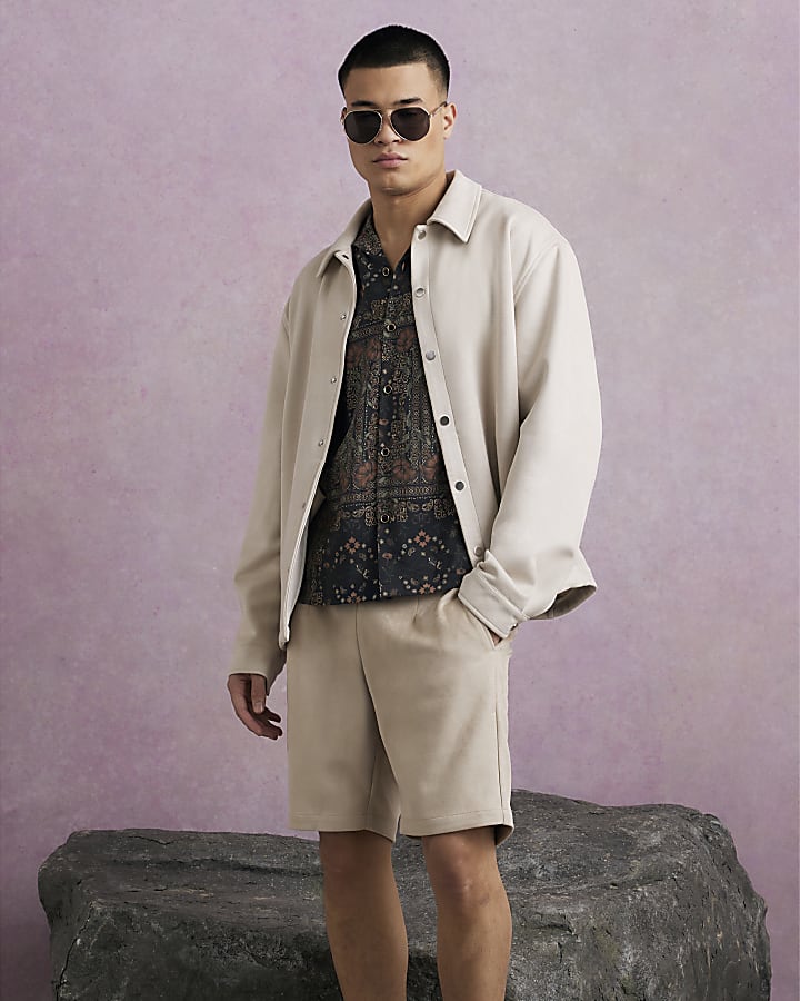 Beige Faux Suede Shorts