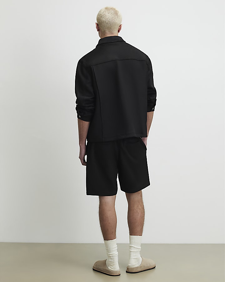 Black Pull On Faux Suedette Short