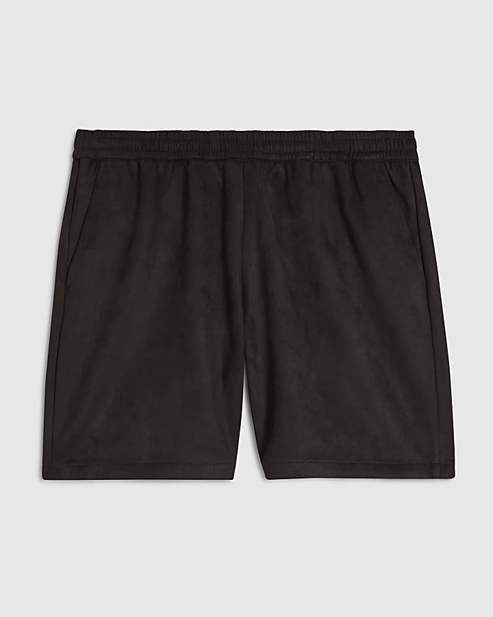 Black Pull On Faux Suedette Short