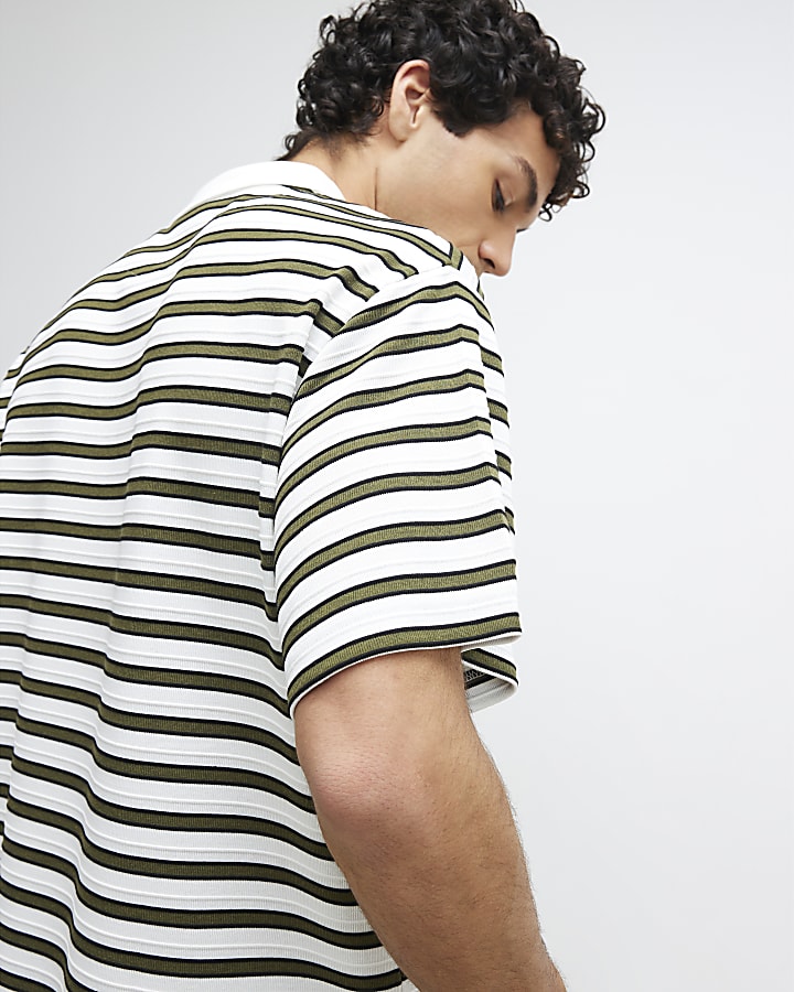 White Stripe Polo Top