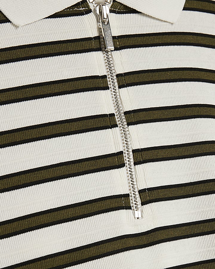 White Stripe Polo Top
