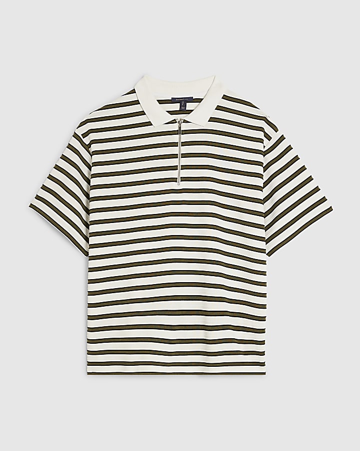 White Stripe Polo Top