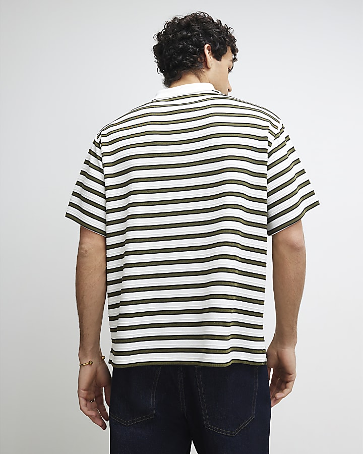 White Stripe Polo Top