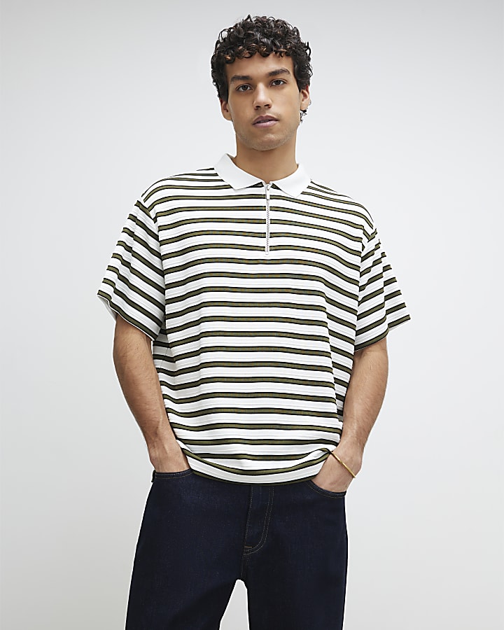 White Stripe Polo Top