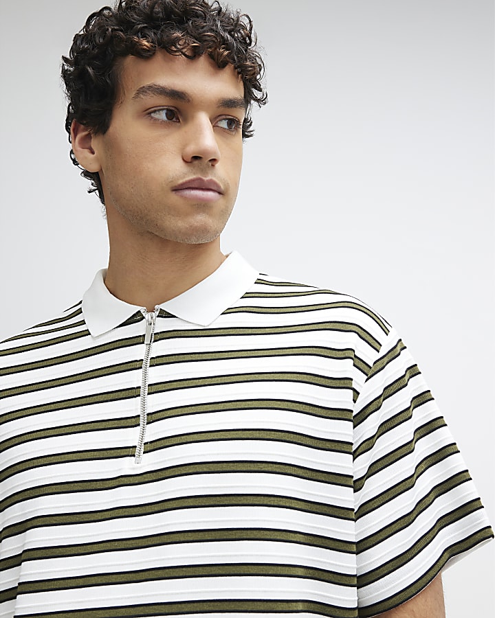 White Stripe Polo Top