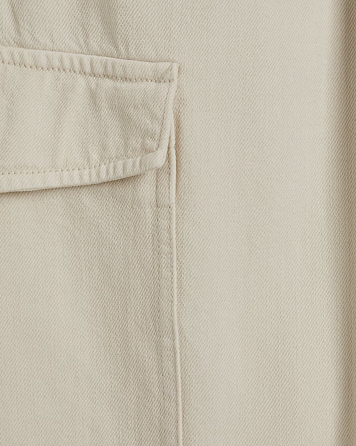 Cream Regular Fit Cargo Trousers