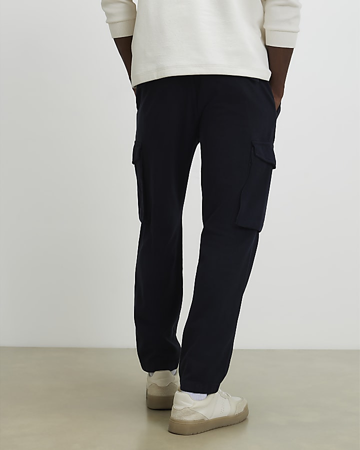 Navy Regular Fit Cargo Trousers