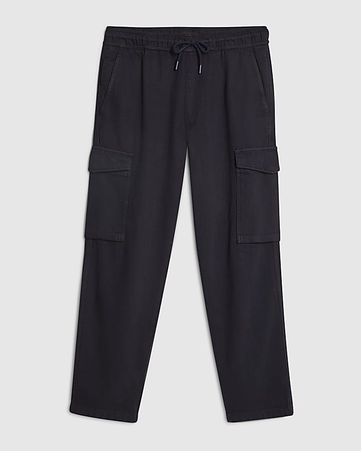 Navy Regular Fit Cargo Trousers