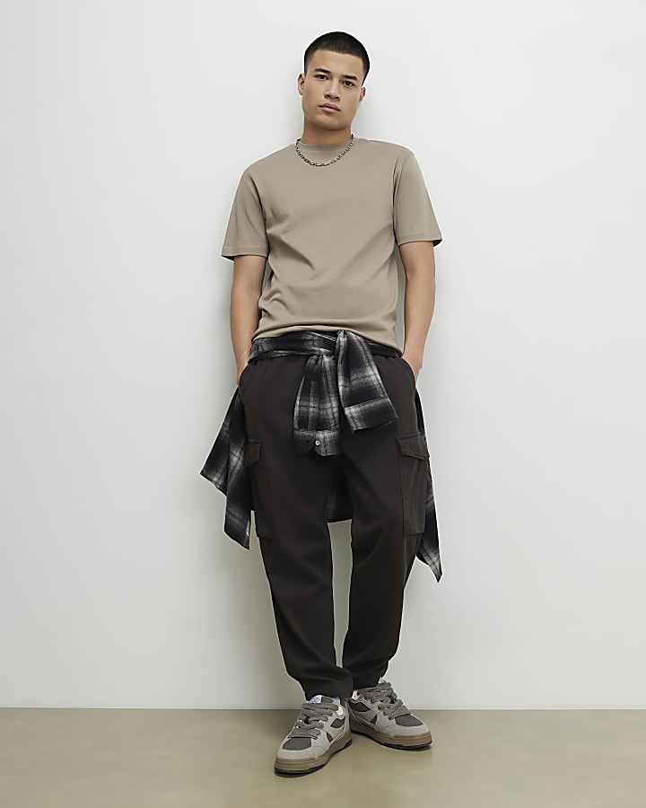 Brown Regular Fit Cargo Trousers