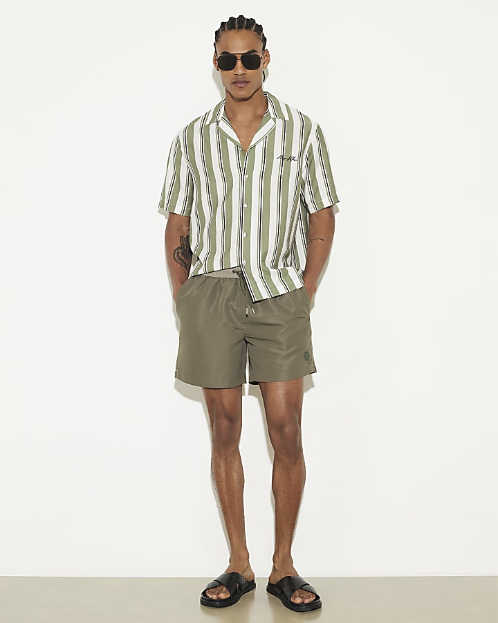 Green Colourblock Swim Shorts