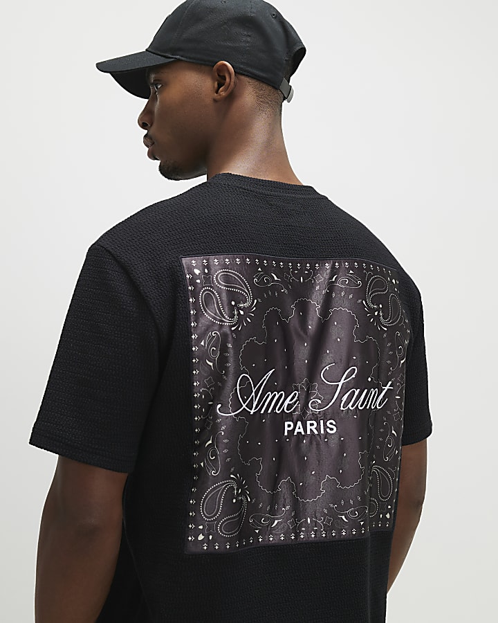 Black Crinkle Bandana Patch T-Shirt