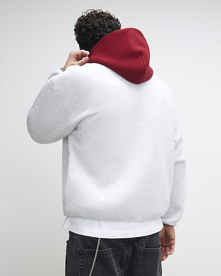 Grey Oversized Fit Penrose Contrast Hoodie