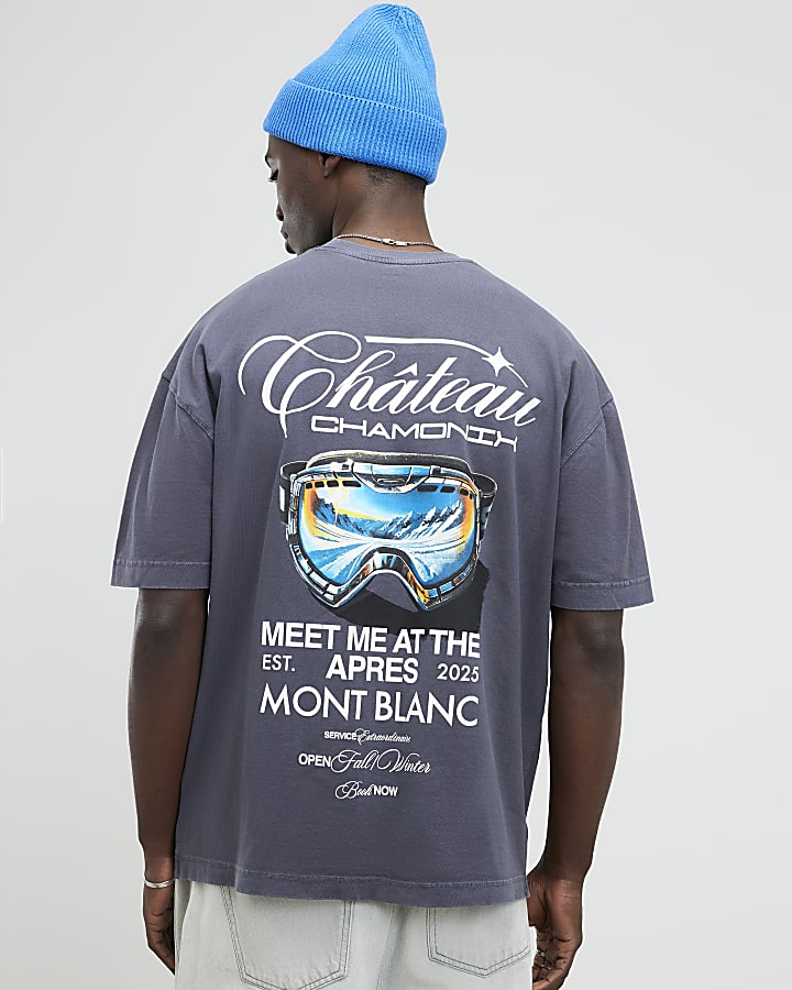 Grey Oversized Fit Chateaux Chamonix T-Shirt