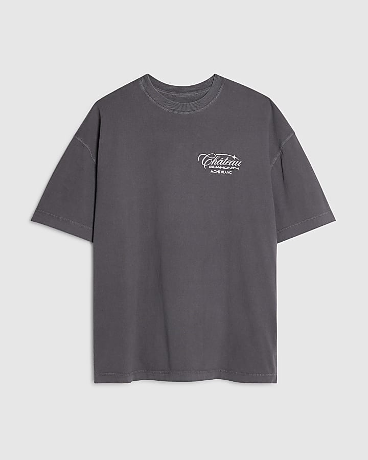Grey Oversized Fit Chateaux Chamonix T-Shirt