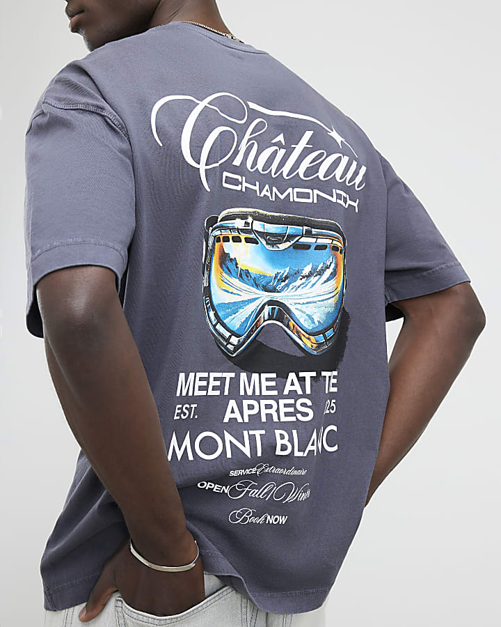 Grey Oversized Fit Chateaux Chamonix T-Shirt