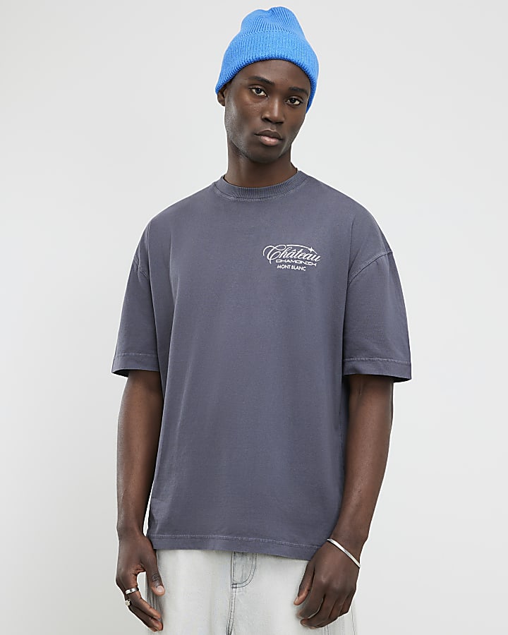 Grey Oversized Fit Chateaux Chamonix T-Shirt