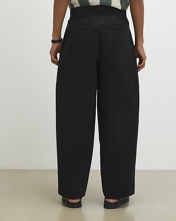 Black Barrel Fit Trousers
