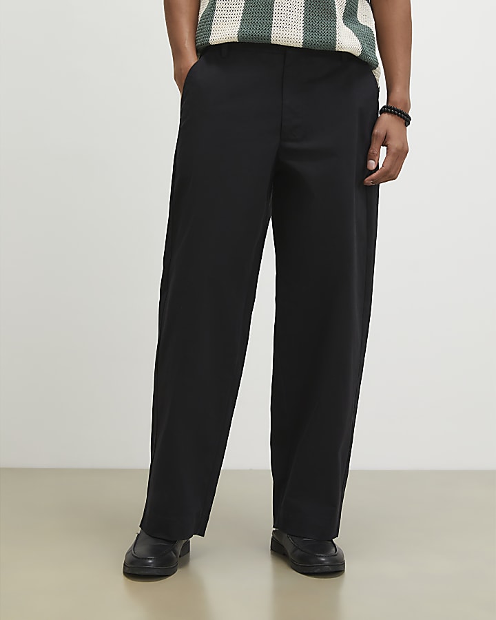 Black Barrel Fit Trousers
