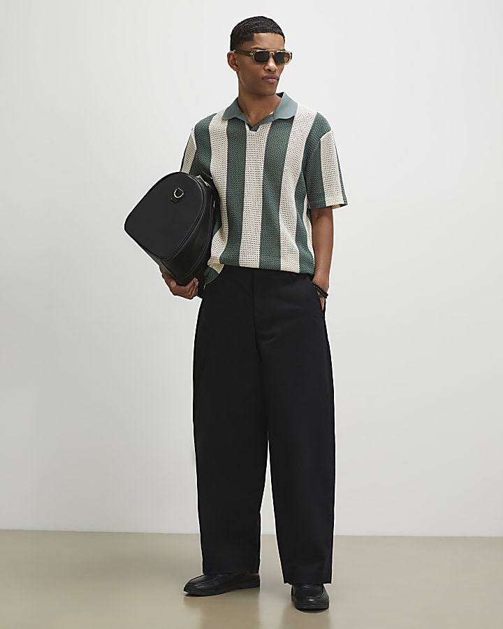 Black Barrel Fit Trousers