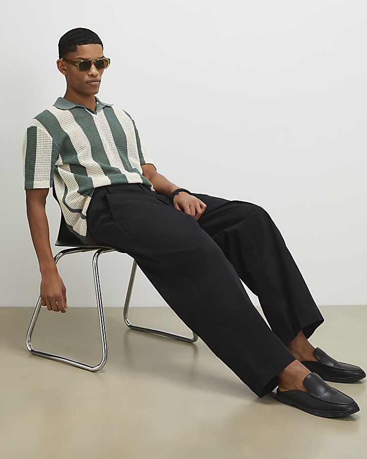 Black Barrel Fit Trousers