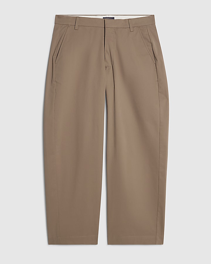 Beige Barrel Fit Trousers