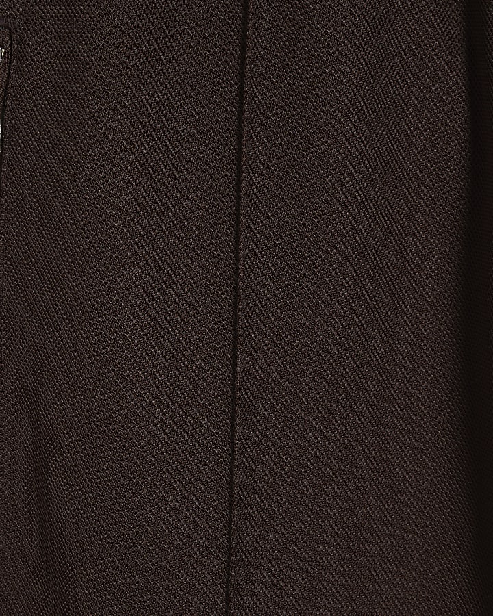 Brown Slim Fit Pique Pintuck Joggers