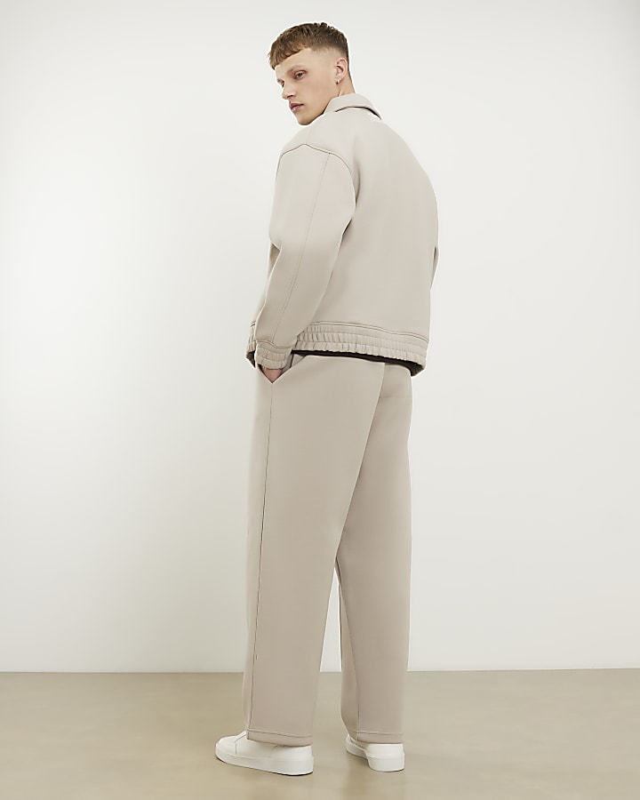 Beige Wide Leg Premium Joggers