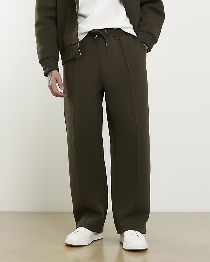 Khaki Wide Leg Premium Joggers