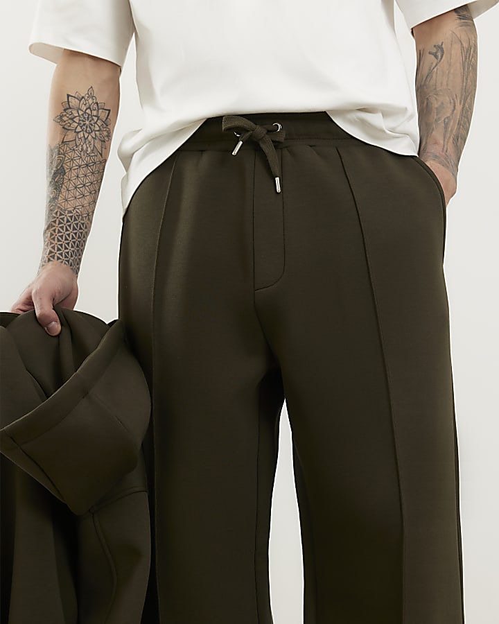 Khaki Wide Leg Premium Joggers