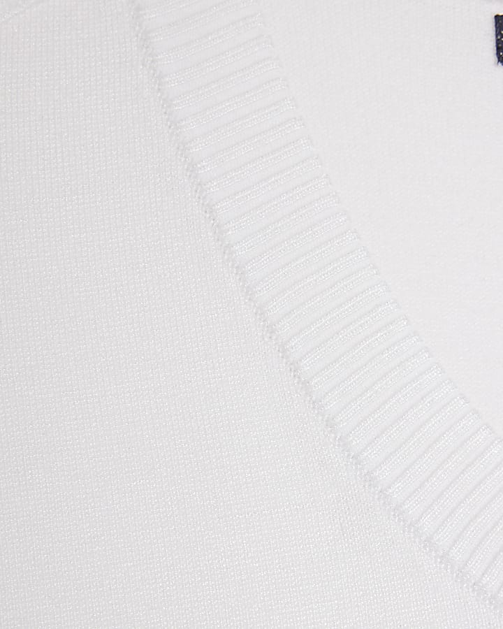 White Slim Fit Knitted T-Shirt