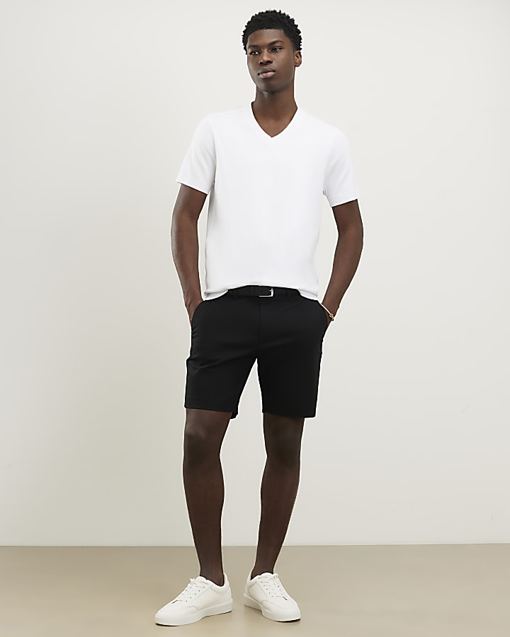 White Slim Fit Knitted T-Shirt