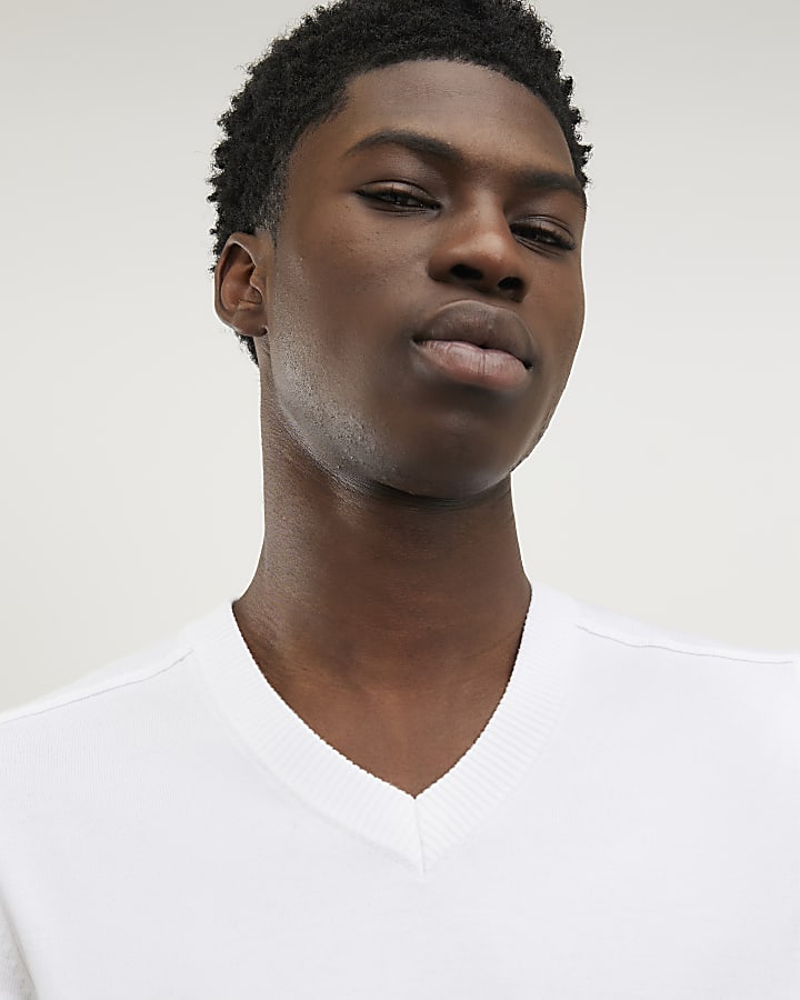 White Slim Fit Knitted T-Shirt