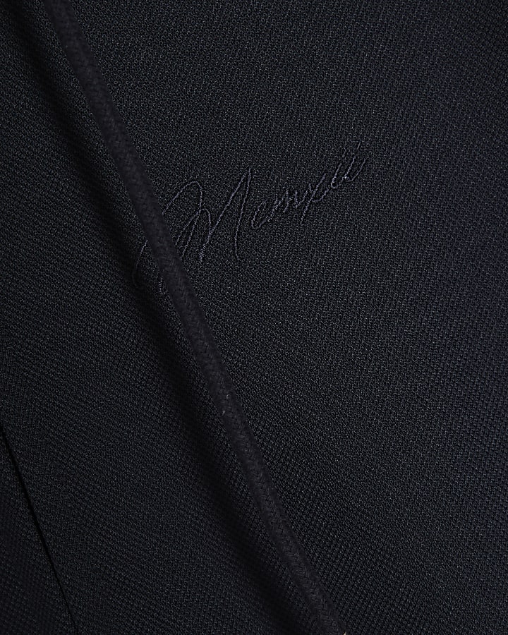 Navy Slim Fit Pique Zip Through Hoodie