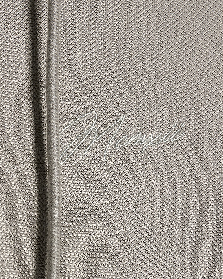 Grey Slim Fit Pique Zip Through Hoodie