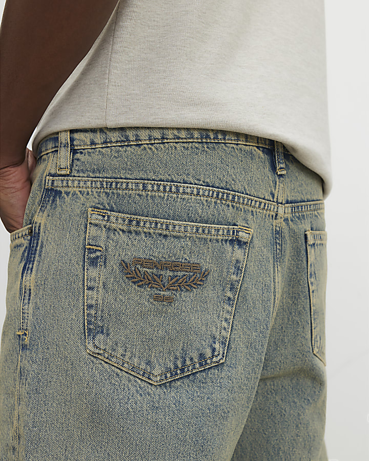 Blue Washed Loose Fit Jeans