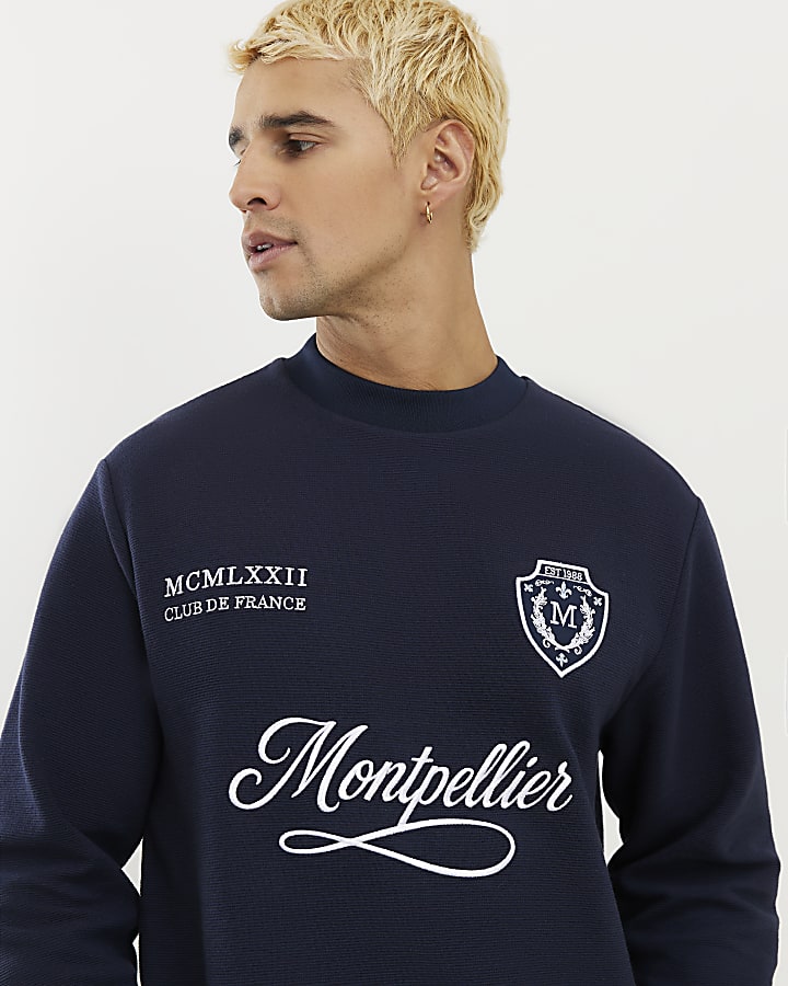 Navy Regular Fit Tipped T-Shirt