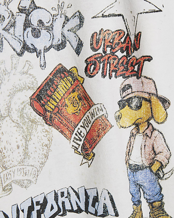 White Oversized Fit Tattoo Graphic T-Shirt