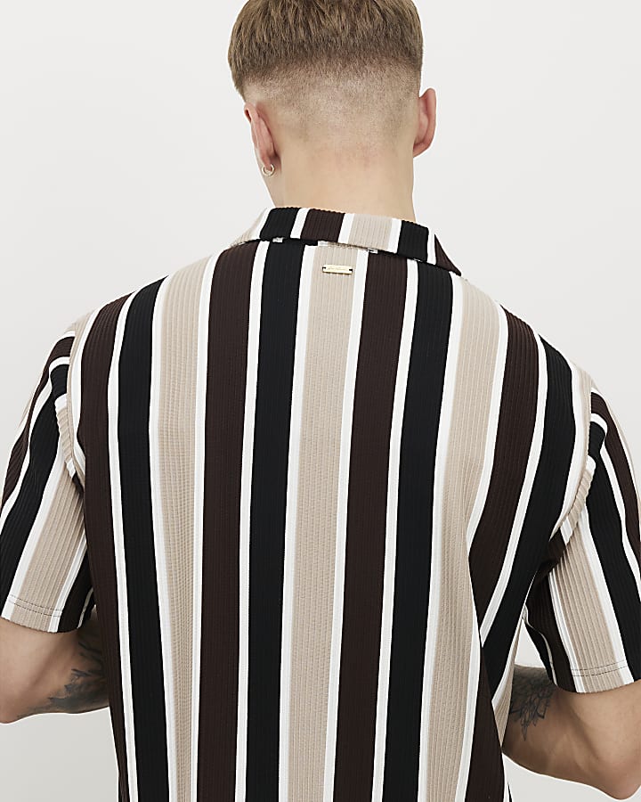 Brown Slim Fit stripe Shirt