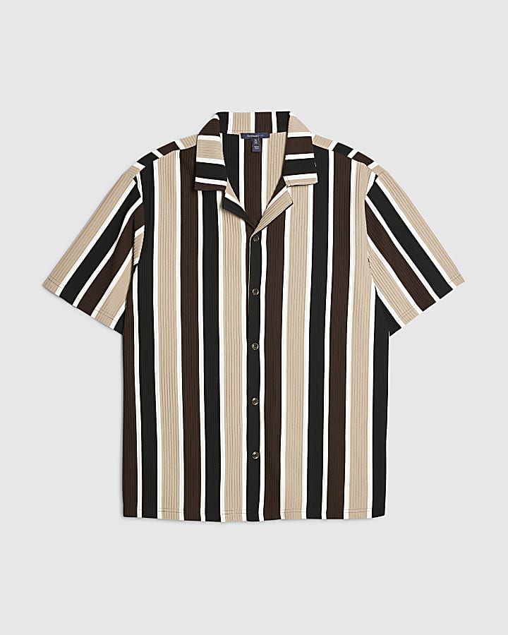 Brown Slim Fit stripe Shirt