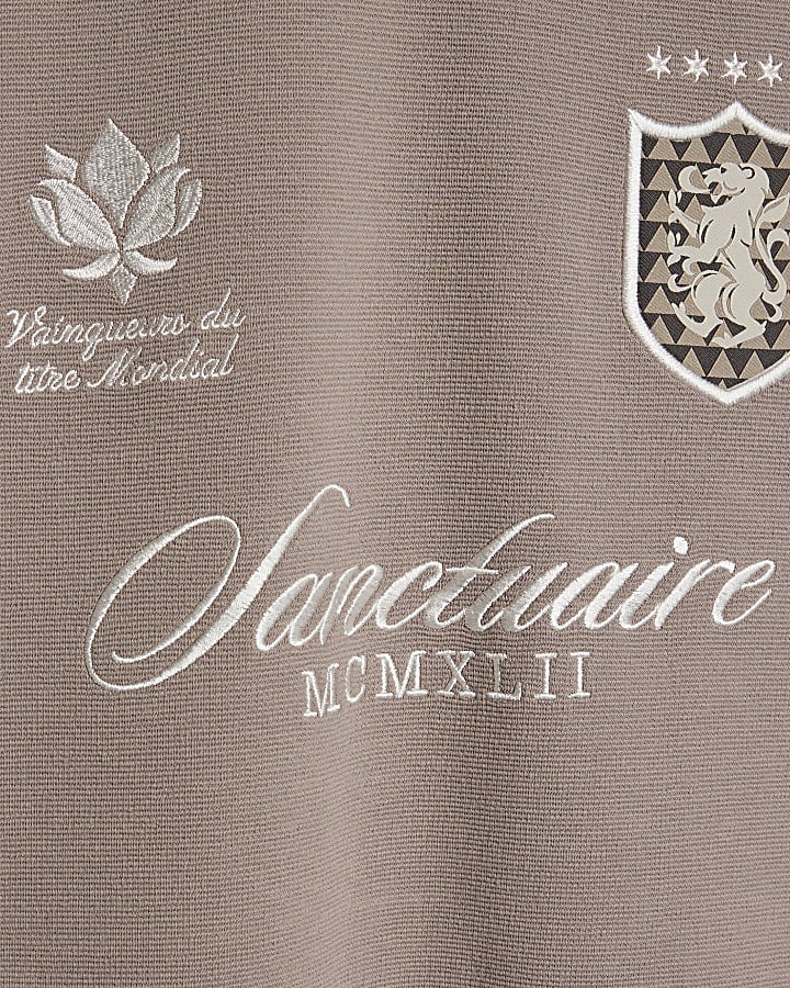 Beige Regular Fit Panelled Polo Shirt