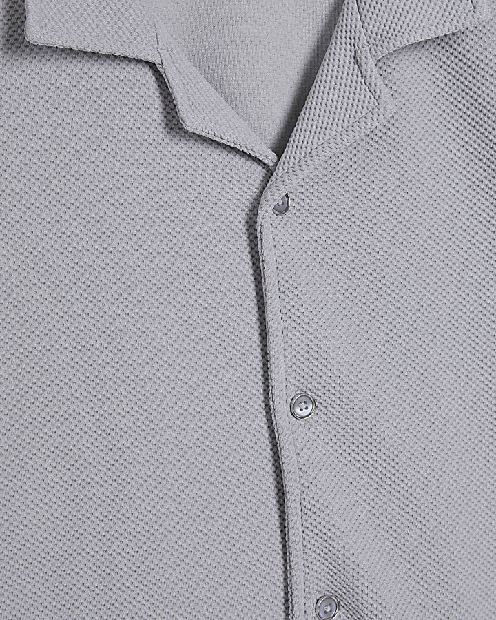 Grey Slim Fit Revere Shirt