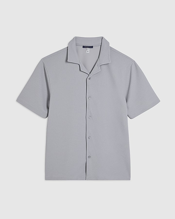 Grey Slim Fit Revere Shirt