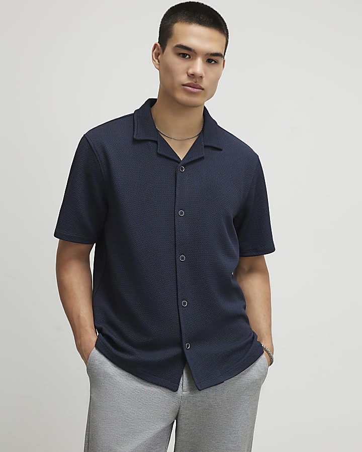 Navy Slim Fit Revere Shirt