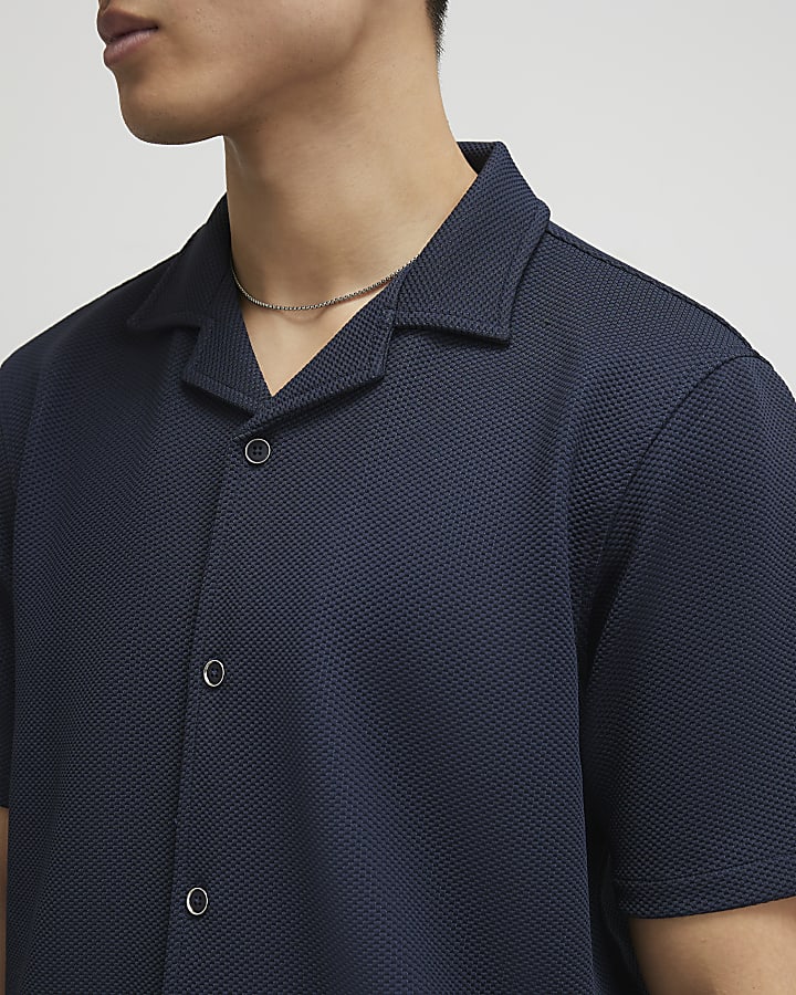 Navy Slim Fit Revere Shirt