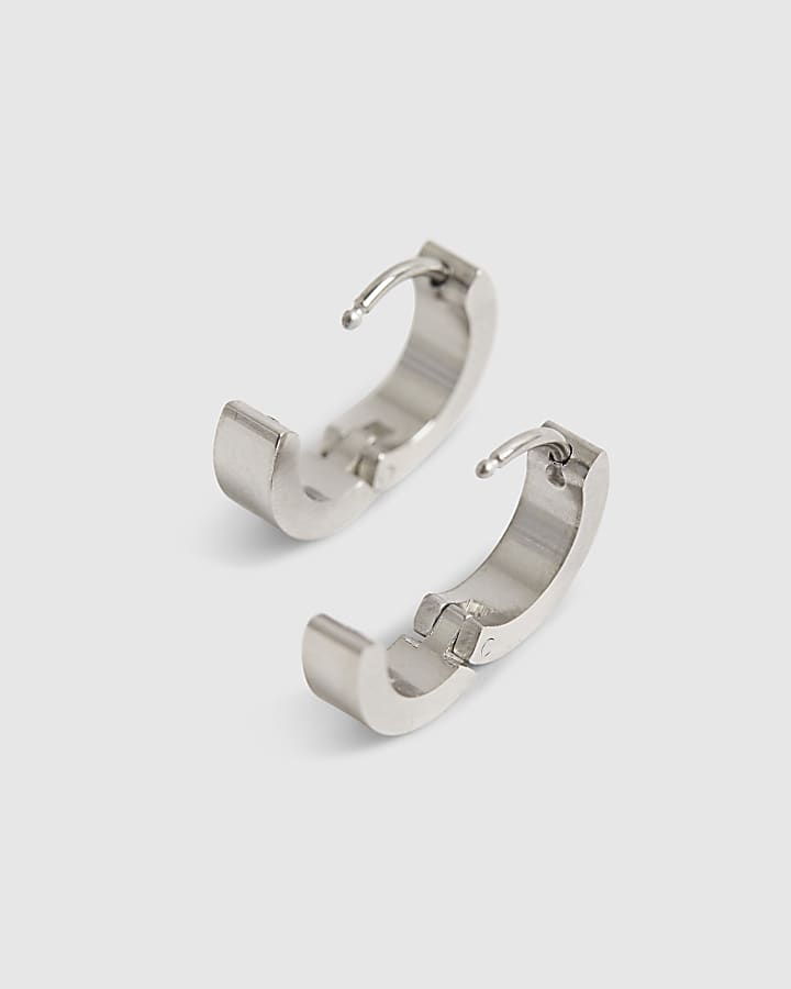 Silver Numerals Hoop Earrings