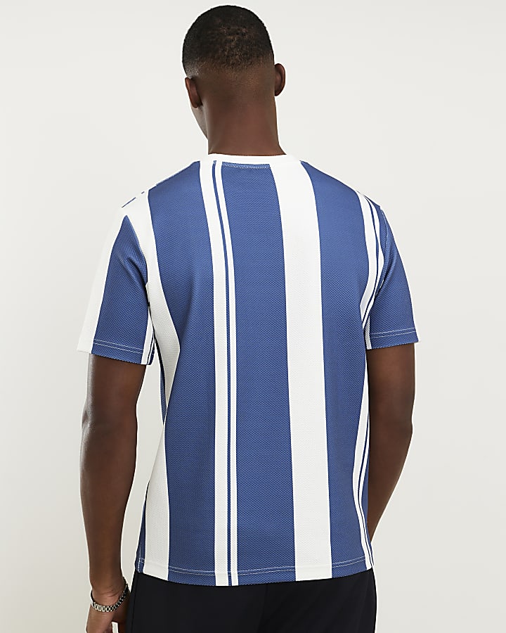Blue Slim Fit Stripe T-Shirt