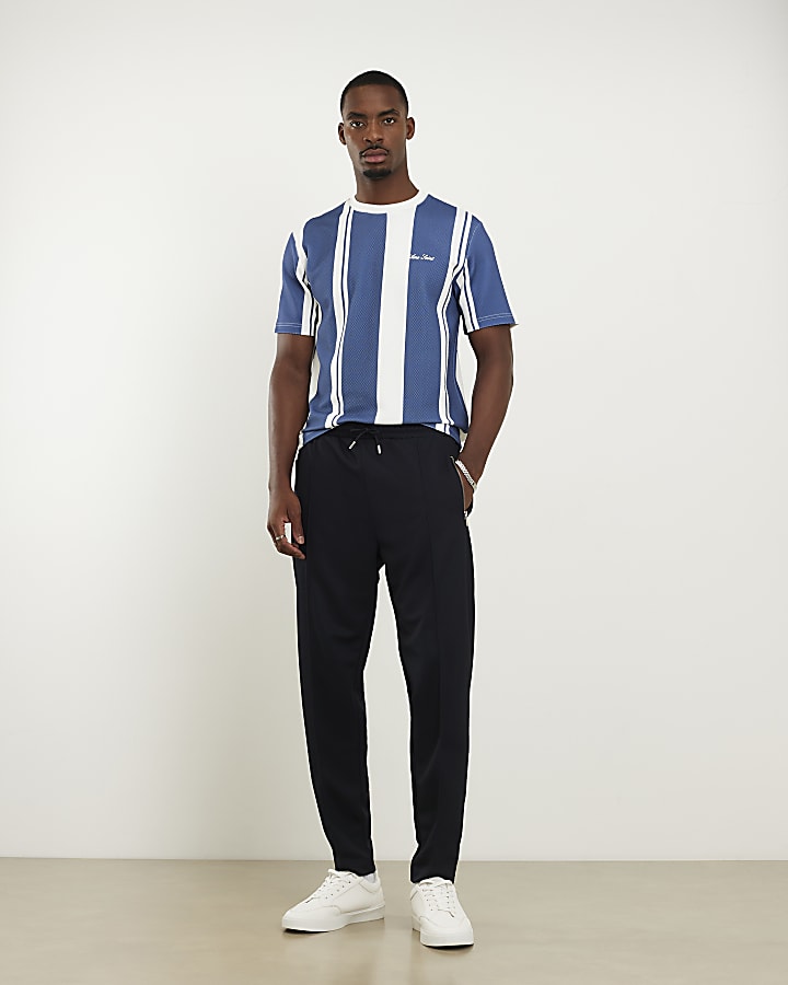 Blue Slim Fit Stripe T-Shirt